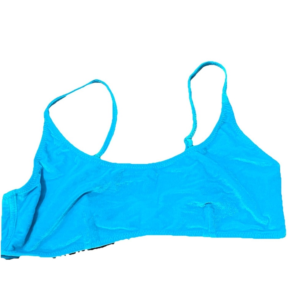 TRIANGL Blue Velvet Bikini Top Scoop Neck Unpadded Size XL with carrying bag - Picture 2 of 6